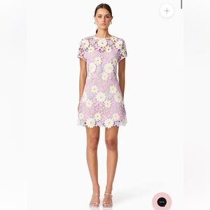 elliatt sigrid purple floral embroidered mini shift dress size small NEW
